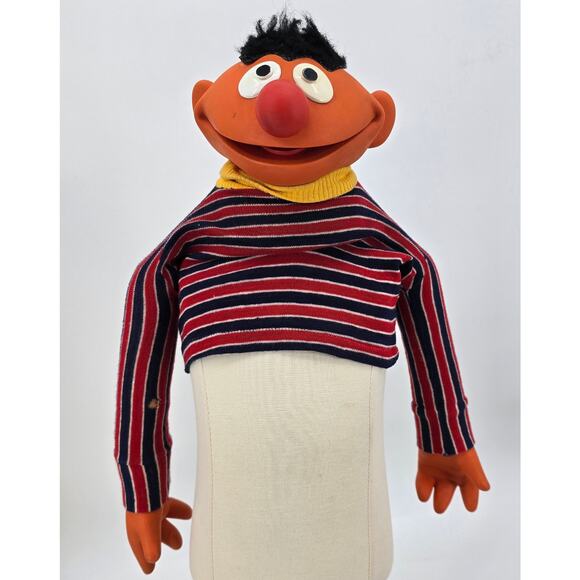 Vintage 1970s Muppets Ernie Puppet — Striped Shirt — Collectible Jim Henson Toy - Picture 1 of 6